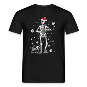 Skeleton joue du chapeau de Noël de chat saxophone - T-shirt homme - noir - Devant - AI Model Male 178 light (178cm)