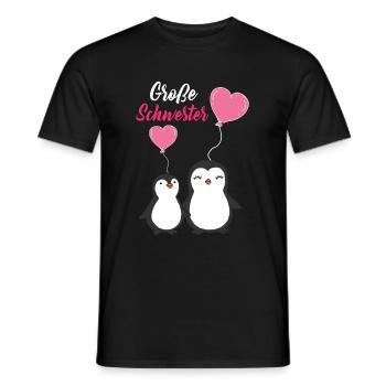 Große Schwester Pinguine Geschwister Regenbogen - Männer T-Shirt - Schwarz - Vorne - AI Model Male 178 light (178cm)