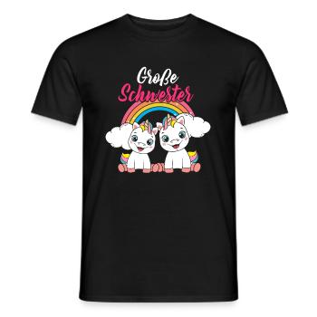 Große Schwester Einhorn Regenbogen Babyparty - Männer T-Shirt - Schwarz - Vorne - AI Model Male 178 light (178cm)