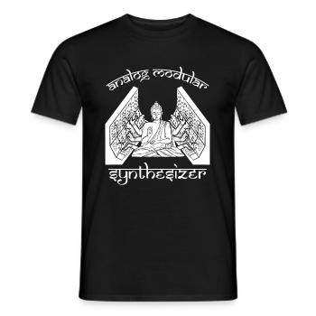 Analoger modularer Synthesizer Buddhismus - Männer T-Shirt - Schwarz - Vorne - AI Model Male 178 light (178cm)