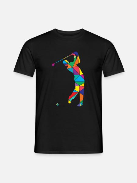 Low Poly Golfer Polygon Golf - T-shirt homme - noir