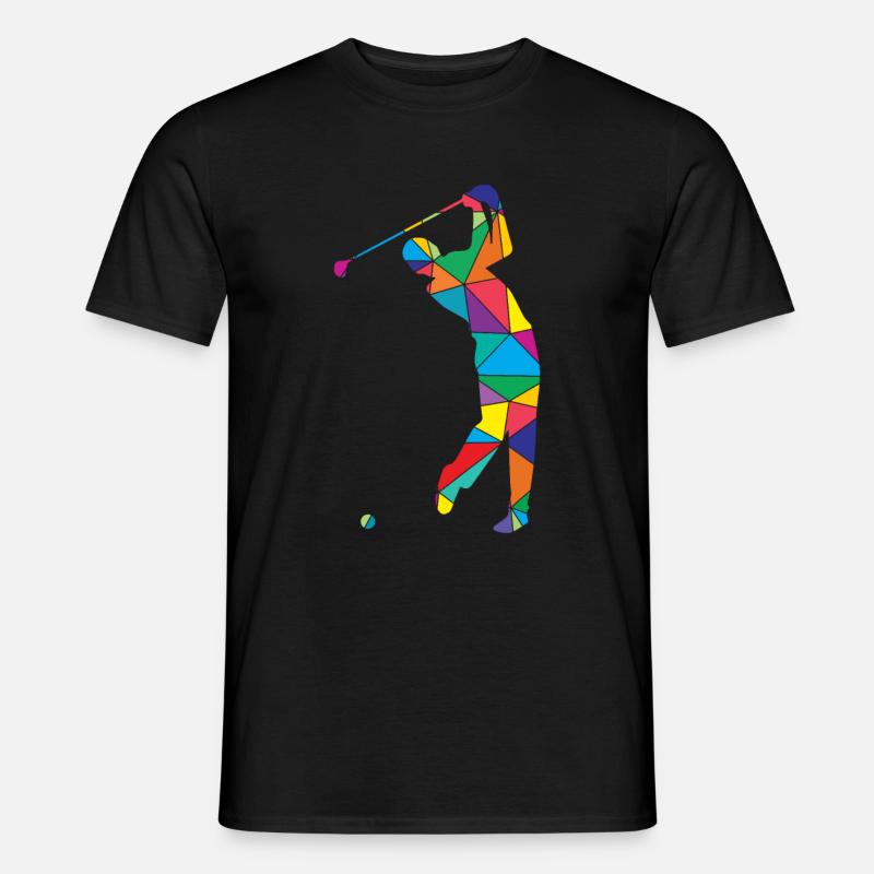 Low Poly Golfer Polygon Golf - T-shirt homme - noir