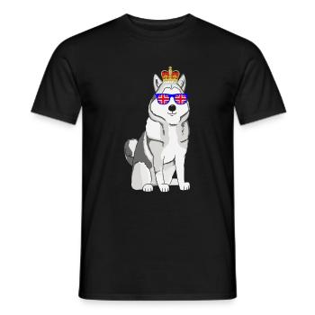 Husky portant la couronne de la reine d’Angleterre - T-shirt homme - noir - Devant - AI Model Male 178 light (178cm)