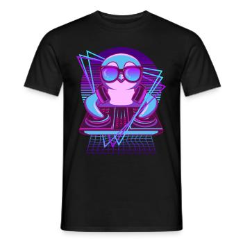 Party Musik Techno Pinguin Vaporwave DJ Pinguin - Männer T-Shirt - Schwarz - Vorne - AI Model Male 178 light (178cm)