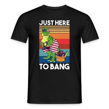 Juste ici pour frapper le feu d’artifice Dinosaure USA Drapeau - T-shirt homme - noir - Devant - AI Model Male 178 light (178cm)
