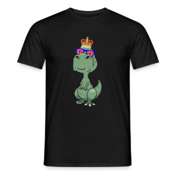 Dino Queen Elizabeth II British Crown T-Rex - T-shirt homme - noir - Devant - AI Model Male 178 light (178cm)