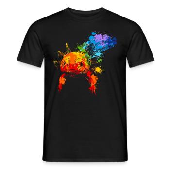 Spray painting Axolotl Colorful Axolotl - Men's T-Shirt - black - Front - AI Model Male 178 light (178cm)