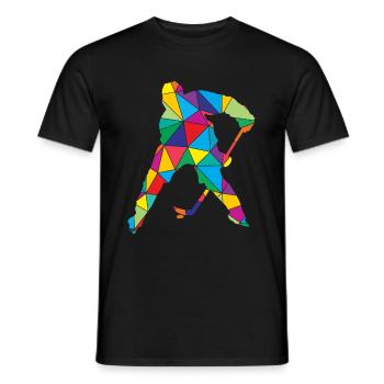 Hockey sur glace poly faible Poly Hockey sur glace Polygone - T-shirt homme - noir - Devant - AI Model Male 178 light (178cm)