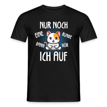 Nur Noch Eine Runde Zocken Gamer Katze Cat - Männer T-Shirt - Schwarz - Vorne - AI Model Male 178 light (178cm)