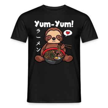 Yum Yum Japan Anime Ramen Nudel Faultier - Männer T-Shirt - Schwarz - Vorne - AI Model Male 178 light (178cm)