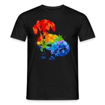 Dackel Splash Art Hund Tierliebhaber - Männer T-Shirt - Schwarz - Vorne - AI Model Male 178 light (178cm)