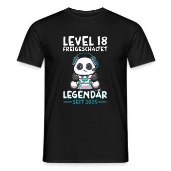 Level 18 Jahre Geburtstagsshirt Panda Gamer - Männer T-Shirt - Schwarz - Vorne - AI Model Male 178 light (178cm)