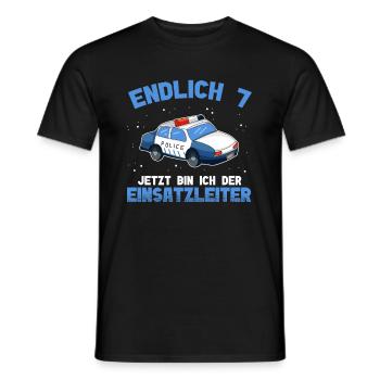 Polizei sieben Jahre 7. Geburtstag Junge Polizei - Männer T-Shirt - Schwarz - Vorne - AI Model Male 178 light (178cm)