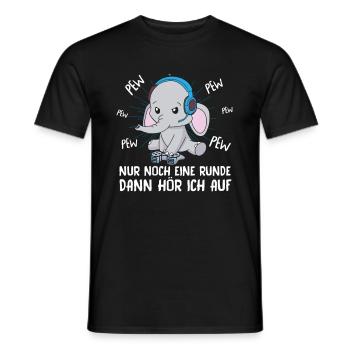 Nur Noch Eine Runde Zocken Gamer Elefant - Männer T-Shirt - Schwarz - Vorne - AI Model Male 178 light (178cm)