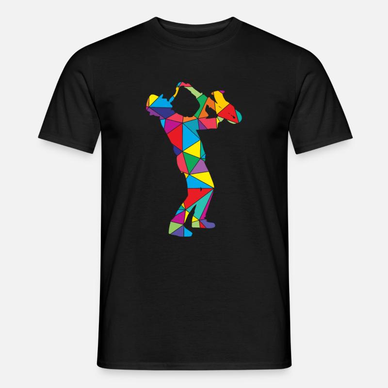 Low Poly Polygon Saxophon - Männer T-Shirt - Schwarz