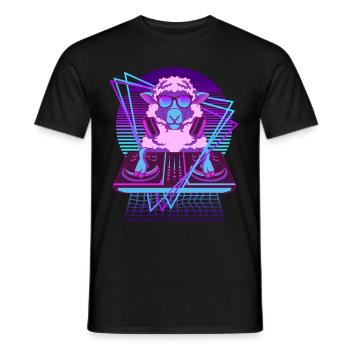 Vaporwave Sheep DJ Desk Sheep - T-shirt homme - noir - Devant - AI Model Male 178 light (178cm)