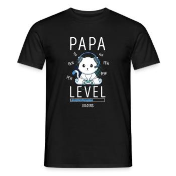 Level PAPA Loading Pregnancy Gaming Cat - Men's T-Shirt - black - Front - AI Model Male 178 light (178cm)