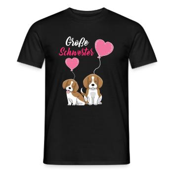 Große Schwester 2023 Hund Ballon Herz - Männer T-Shirt - Schwarz - Vorne - AI Model Male 178 light (178cm)