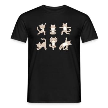 Yoga Cat Méditation Cat fait des exercices de yoga - T-shirt homme - noir - Devant - AI Model Male 178 light (178cm)