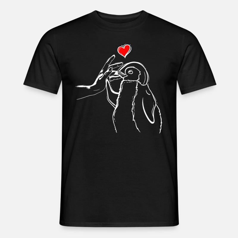 Pinguin Herz Händchen Halten mit Pinguin - Männer T-Shirt - Schwarz
