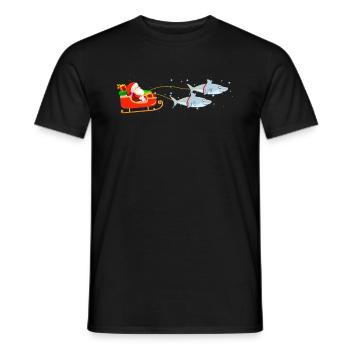 Requin renne de Santa - T-shirt homme - noir - Devant - AI Model Male 178 light (178cm)