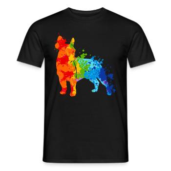 Éclaboussures de couleur colorées Français Bulldog - T-shirt homme - noir - Devant - AI Model Male 178 light (178cm)