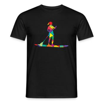 Low Poly Paddler Polygon Stand Up Paddle - T-shirt homme - noir - Devant - AI Model Male 178 light (178cm)
