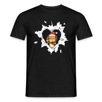 Lion with Christmas hat looks torn - Men's T-Shirt - black - Front - AI Model Male 178 light (178cm)