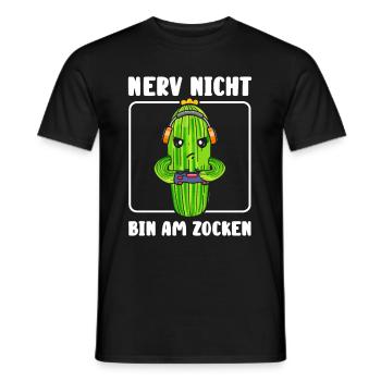 Nerv nicht bin am zocken Gamer Kaktus - Männer T-Shirt - Schwarz - Vorne - AI Model Male 178 light (178cm)