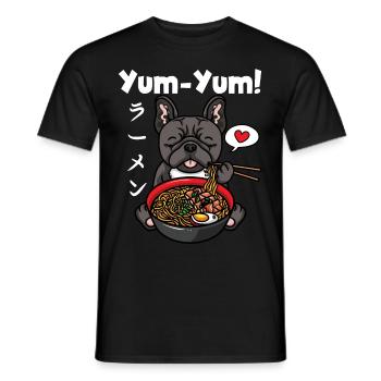 Japon Anime Bulldog Ramen Nouilles Chien Kawaii - T-shirt homme - noir - Devant - AI Model Male 178 light (178cm)