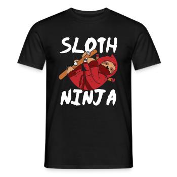 Sloth Ninja Japan Kitsune Style Japanese Samurai - Men's T-Shirt - black - Front - AI Model Male 178 light (178cm)