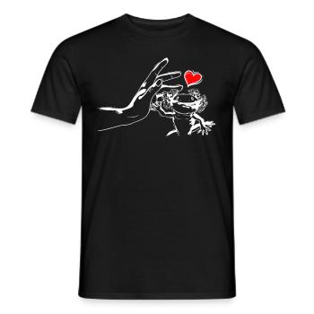 Axolotl Heart se tenant la main avec Axolotl - T-shirt homme - noir - Devant - AI Model Male 178 light (178cm)
