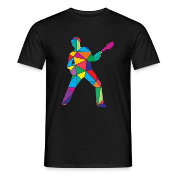 Guitar Polygon Guitarists - Men's T-Shirt - black - Front - AI Model Male 178 light (178cm)