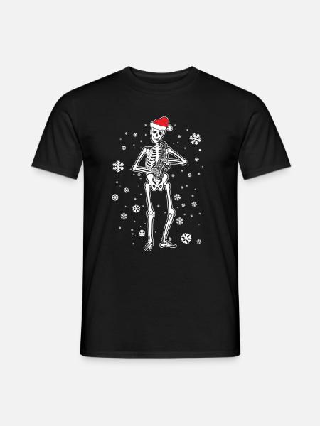 Skeleton Saxophone - Männer T-Shirt - Schwarz