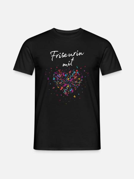 Friseurin mit Herz Friseur Hairstylist Frisör - Männer T-Shirt - Schwarz