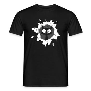 Katze guckt aus Loch - Männer T-Shirt - Schwarz - Vorne - AI Model Male 178 light (178cm)