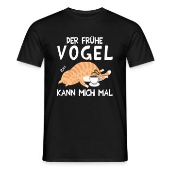 Der Frühe Vogel kann mich mal Katze - Männer T-Shirt - Schwarz - Vorne - AI Model Male 178 light (178cm)