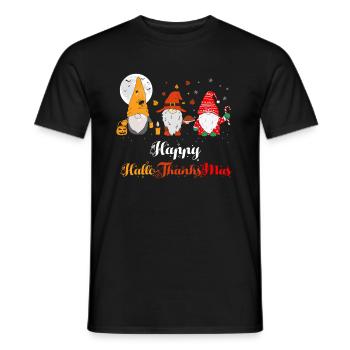 Happy HalloThanksMas Zwerge Halloween Christmas - Männer T-Shirt - Schwarz - Vorne - AI Model Male 178 light (178cm)