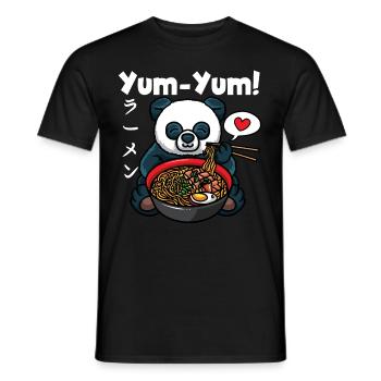 Anime Panda Ramen Noodles Manga Kawaii - Men's T-Shirt - black - Front - AI Model Male 178 light (178cm)