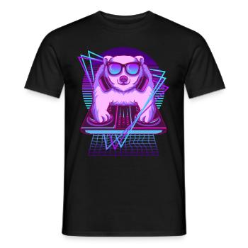 Party Music Techno Polar Bear Vaporwave DJ Polar Bear - T-shirt homme - noir - Devant - AI Model Male 178 light (178cm)