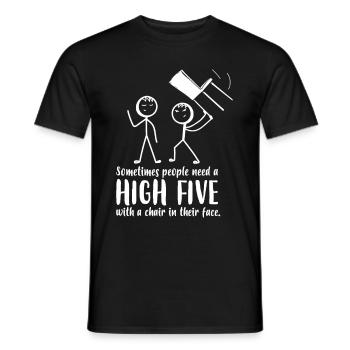 Parfois, les gens ont besoin d’un high five avec une chaise - T-shirt homme - noir - Devant - AI Model Male 178 light (178cm)