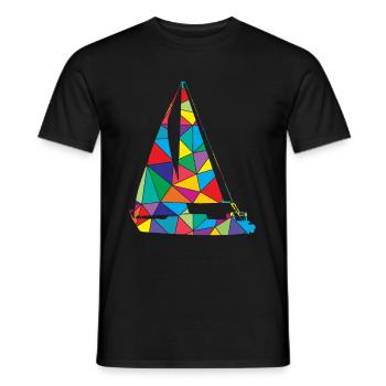 Low Poly Sailboat Polygon Sailing - Men's T-Shirt - black - Front - AI Model Male 178 light (178cm)