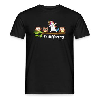 Be Different Dabbing Einhorn - Männer T-Shirt - Schwarz - Vorne - AI Model Male 178 light (178cm)