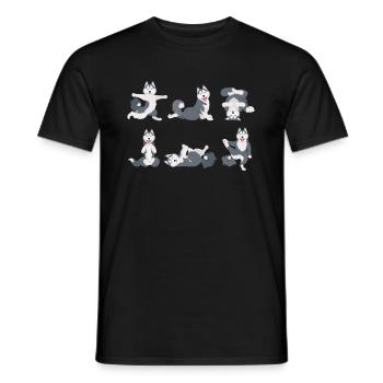 Yoga Husky Meditation Dog fait des exercices de yoga - T-shirt homme - noir - Devant - AI Model Male 178 light (178cm)