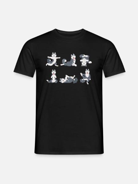 Yoga Husky Meditation Hund macht Yoga Übungen - Männer T-Shirt - Schwarz