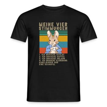 Hase Meine Vier Stimmungen Schlaf Kaffee Spruch - Männer T-Shirt - Schwarz - Vorne - AI Model Male 178 light (178cm)