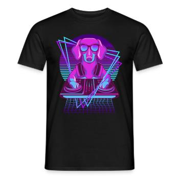 Vaporwave Dackel DJ Pult Dachshund - Männer T-Shirt - Schwarz - Vorne - AI Model Male 178 light (178cm)