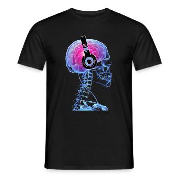 Skull Casque Music Lover Cool Techno Skeleton - T-shirt homme - noir - Devant - AI Model Male 178 light (178cm)
