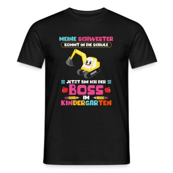 Ma sœur vient à l’école Maintenant je suis la patronne - T-shirt homme - noir - Devant - AI Model Male 178 light (178cm)