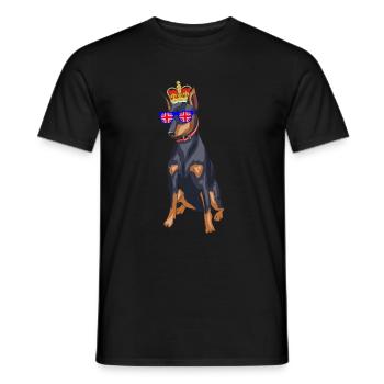 Doberman Reine Elizabeth II Couronne britannique - T-shirt homme - noir - Devant - AI Model Male 178 light (178cm)